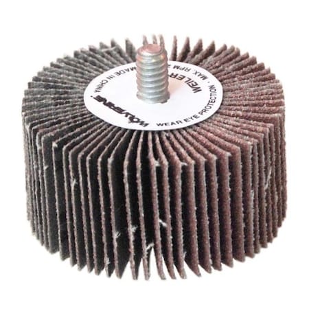 Weiler 2" x 1" x 80AO Coated Abrasive Flap Wheel, 1/4-20 Threaded Stem 30738